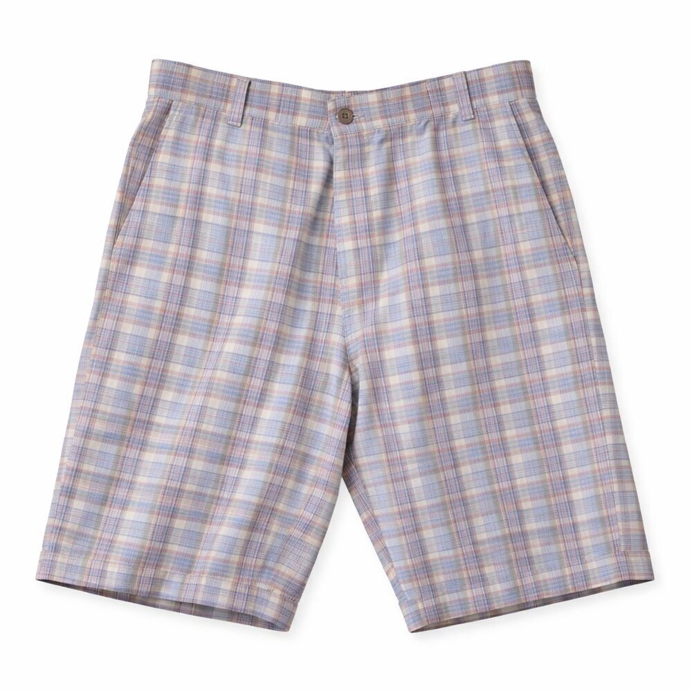 NWT MERONA Men’s Tailored Fit The Club Blue Cotton Plaid Shorts Size 36